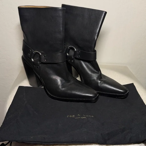 rag & bone leather Rio Western Ankle Boot 40 / US 10